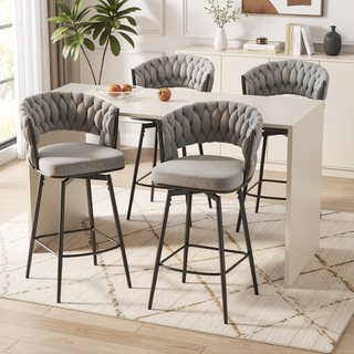 Sunvega 360° Swivel Bar Chairs Set of 2 with Soft Cushioned Backrest and Metal Legs