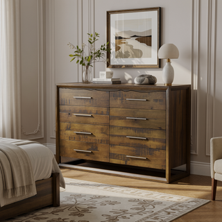 Sunvega Mocha Brown Dresser with Six Drawers and Antique Nickel Hardware