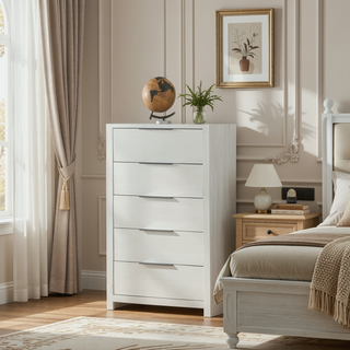 Sunvega Modern Transitional Beige Finish Nightstand with Three Wooden Drawers