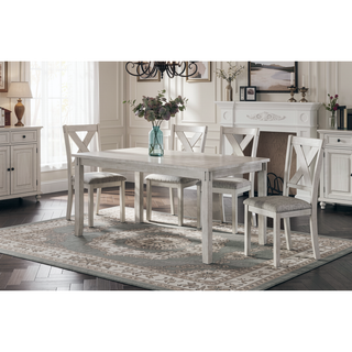 Sunvega Farmhouse Style Rustic Finish Upholstered Cushion Seat Dining Bench