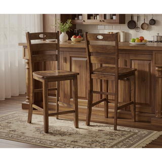 Sunvega Casual Brown Square Counter Height Dining Table Set with 4 Ladder Back Chairs