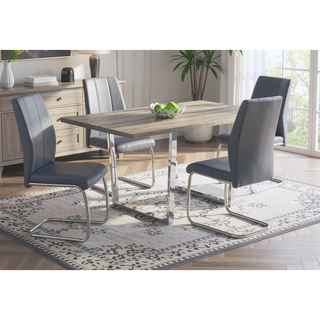 Sunvega Taupe Laminate Dining Table with Chrome Metal Legs for Kitchen
