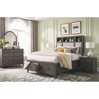 Sunvega Gray Finish Nightstand with Dovetail Drawers for Bedroom Furniture