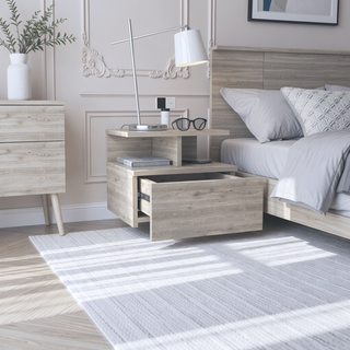 Sunvega Floating Nightstand with Drawer in Black Wengue Finish for Wall Assembly