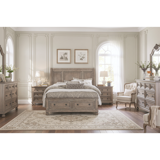 Sunvega Antique Brown Finish Nightstand with Hidden Drawer and Bun Feet