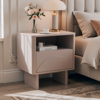 Sunvega Modern Mocha Nightstand with Drawer and Shelf for Bedroom Use