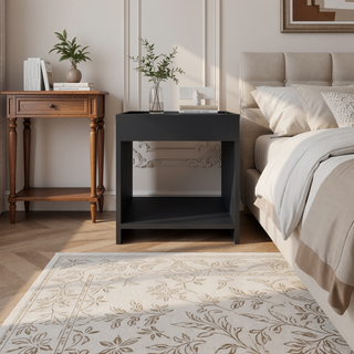 Sunvega Minimalistic Nightstand with Open Shelf for Small Spaces