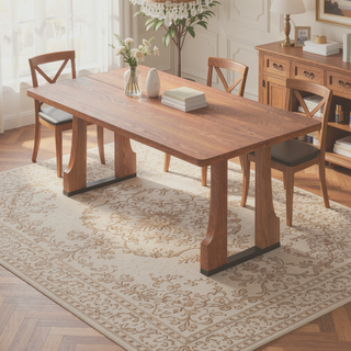 Sunvega 63 Inch Rectangular Dining Table with Farmhouse Pedestal Base