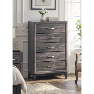 Sunvega White Laminate Nightstand with Wood Grain Detailing and Two Spacious Drawers