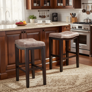 Sunvega Foldable Acacia Wood Wicker Counter Stools for Outdoor Bar