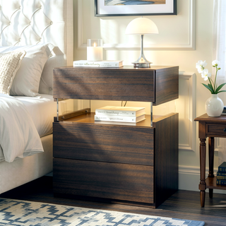 Sunvega LED Nightstand with Acrylic Board and RGB Lights 3 Drawer Bedside Table