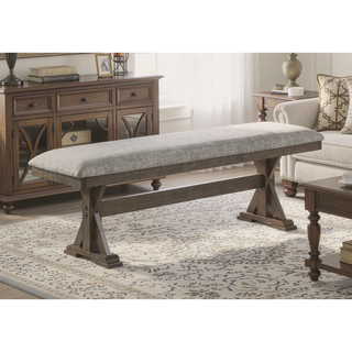 Sunvega Rustic Brown Upholstered Dining Bench with Plush Seating for Dining Room