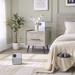 Sunvega Light Gray Floating Nightstand with Accessible Storage Drawer for Bedroom