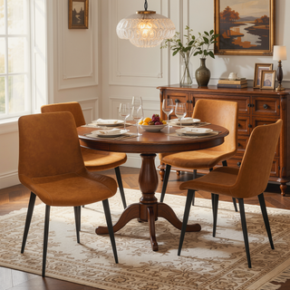 Sunvega Modern Leather Dining Chair with Sleek Metal Legs and Upholstered Cushion Seat