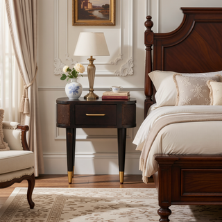 Sunvega Handcrafted Mango Wood Bedside with Rattan Panels in Velvet Mocha Finish