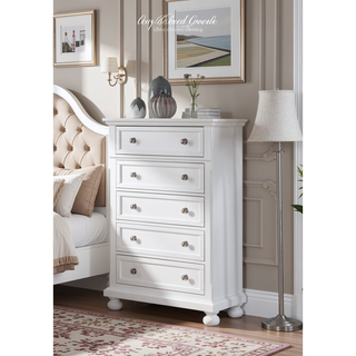 Sunvega White Chest with Felt Lined Drawer and Dovetail Joints for Bedroom