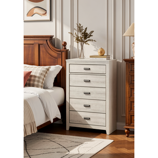 Sunvega Contemporary Brown Mix Finish Nightstand with Two Storage Drawers and Black Metal Pull
