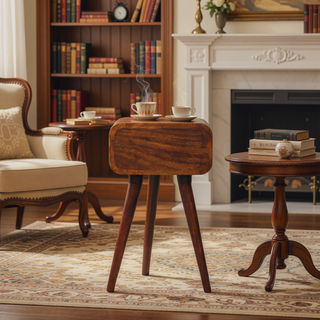 Sunvega Mini Chestnut Nightstand with Nordic Legs and Single Drawer