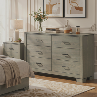 Sunvega Modern Design Queen Size Bed with LED Light Headboard and Weathered Gray Finish