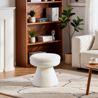 Sunvega Green Contemporary Accent Stool with Mushroom Shape Design and Teddy Fabric