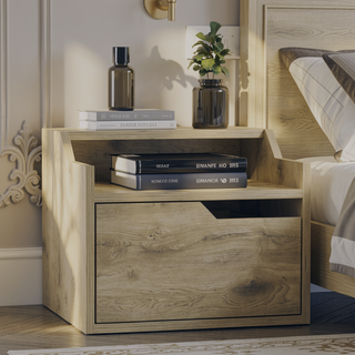 Sunvega Floating Nightstand with Spacious Drawer and Two-Tier Top for Bedroom Storage