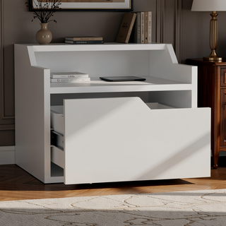 Sunvega Floating Nightstand with Dual-Tier Surface and Spacious Drawer for Bedroom