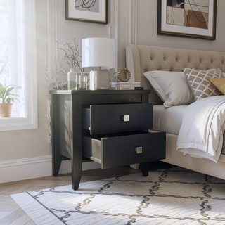 Sunvega Modern Wengue Finish 2-Drawer Nightstand with Four Legs