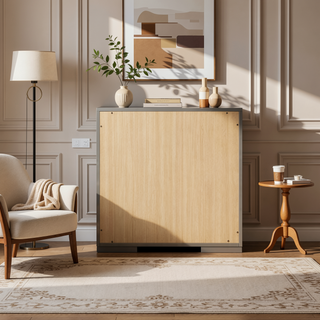 Sunvega Pierce Grey High Gloss Modern Italian Style Nightstand with Two Spacious Drawers