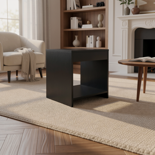Sunvega Modern Black Nightstand with Spacious Lower Shelf for Bedroom
