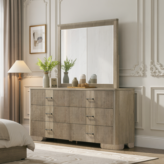 Sunvega Antique Oak Finish Transitional Rustic Nightstand with 2 Storage Drawers