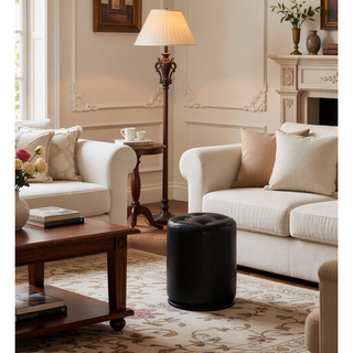 Sunvega Black Contemporary Upholstered Vanity Stool with Button Tufted Seat