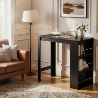 Sunvega Modern Bar Table with 3 Storage Shelves for Kitchen Dining Room Living Room