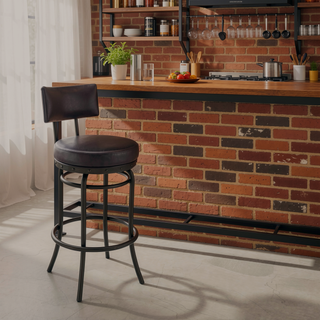 Sunvega Mocha Brown Faux Leather Swivel Bar or Counter Stool with 250lb Capacity