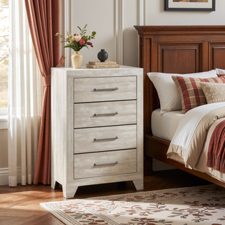 Sunvega Modern Nightstand with 2 Dovetail Drawers in Dusty Gray Oak Finish