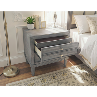 Sunvega Transitional Gray Solid Wood Nightstand with Hidden Drawer and Nickel Knob