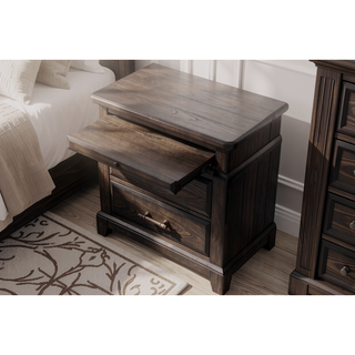 Sunvega Mahogany Finish 2 Drawer Nightstand with Pull Out Tray