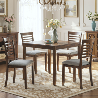 Sunvega Walnut Square Wood Dining Table for Kitchen with Counter Height and Tapered Legs