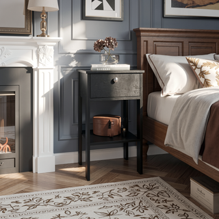 Sunvega Compact Black Wengue Nightstand with 1 Drawer and Open Shelf