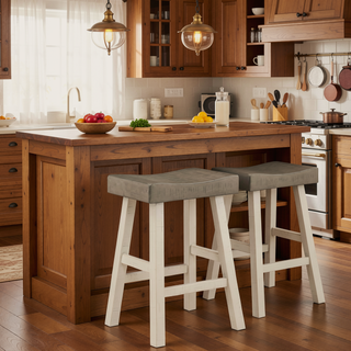 Sunvega 4-Piece Counter Height Dining Set with Table and 3 Stools in White and Coffee