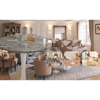 Sunvega Round White Pedestal Side Table with Marble Effect Top for Living Room