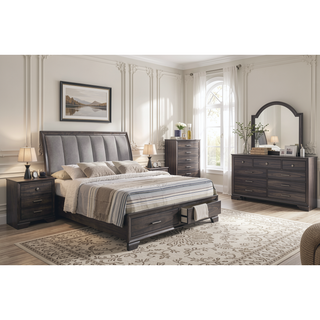 Sunvega Contemporary Dark Wood Finish Nightstand with Two Drawers and Metal Knobs