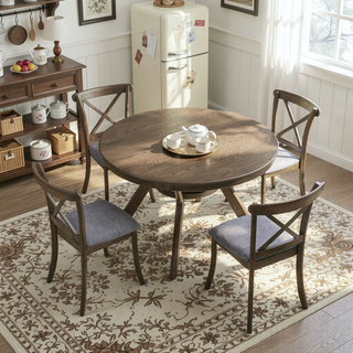 Sunvega Modern Polyester Upholstered Cross Back Dining Chairs Set of 2