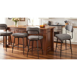 Sunvega 360 Degree Rotating Bar Stool Set of 2 with Soft Leather Cushions and Iron Brackets