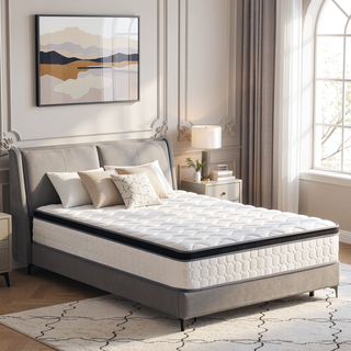 Sunvega 12 Inch Queen Size Gel Memory Foam Pocketed Coil Mattress for Spinal Support and Motion Isolation