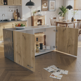 Sunvega Oklahoma Nightstand with Two Drawers and One Open Shelf for Bedroom