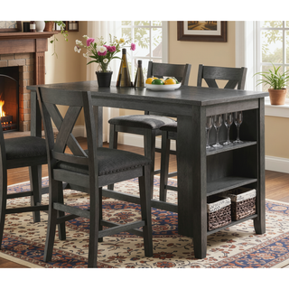 Sunvega Modern Counter Height Dining Table with Storage Shelves for Kitchen Breakfast