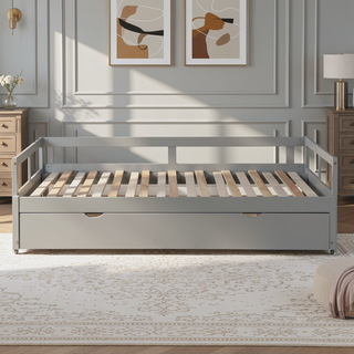Sunvega Extending Daybed with Trundle for Spontaneous Guests from Twin to King Size
