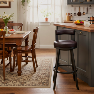 Sunvega Brown Faux Leather Swivel Bar Stool with 360 Degree Rotation
