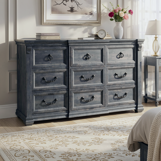 Sunvega Contemporary Dresser with Spacious Drawers and Geometric Design Legs