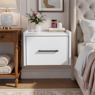 Sunvega Wall Mounted Nightstand with Drawer for Bedroom or Living Room